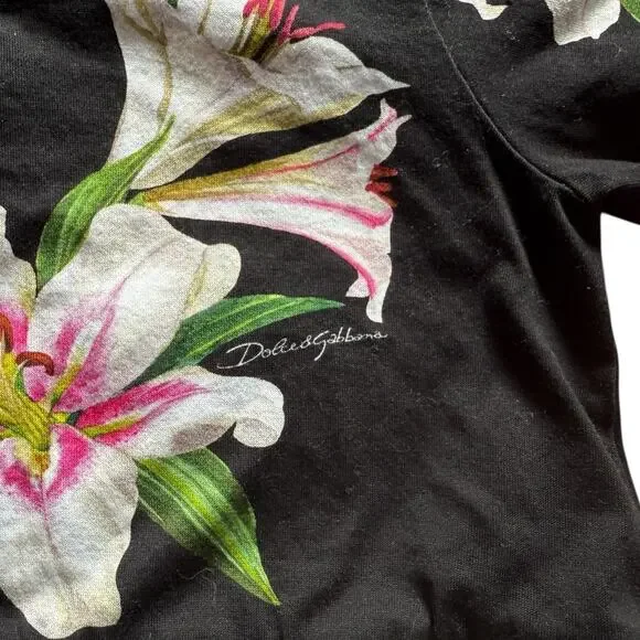 Dolce & Gabbana D&G Lilies Top Toddler Kids Girls Size 3 Black Designer Luxury